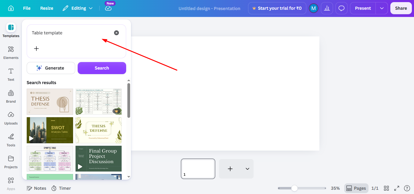 search template