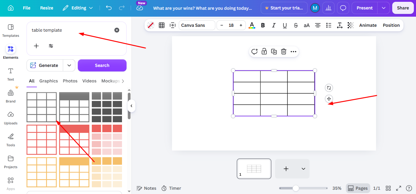 select table from option