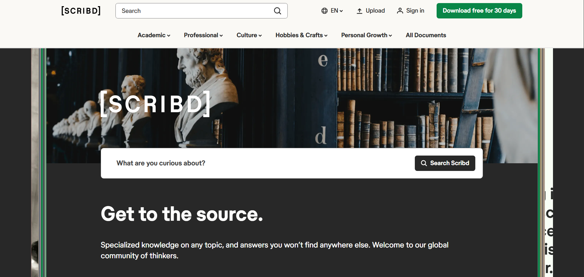 Scribd website homepage