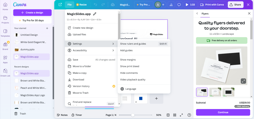 Snap Design Options How to change snap options on Canva - MagicSlides App
