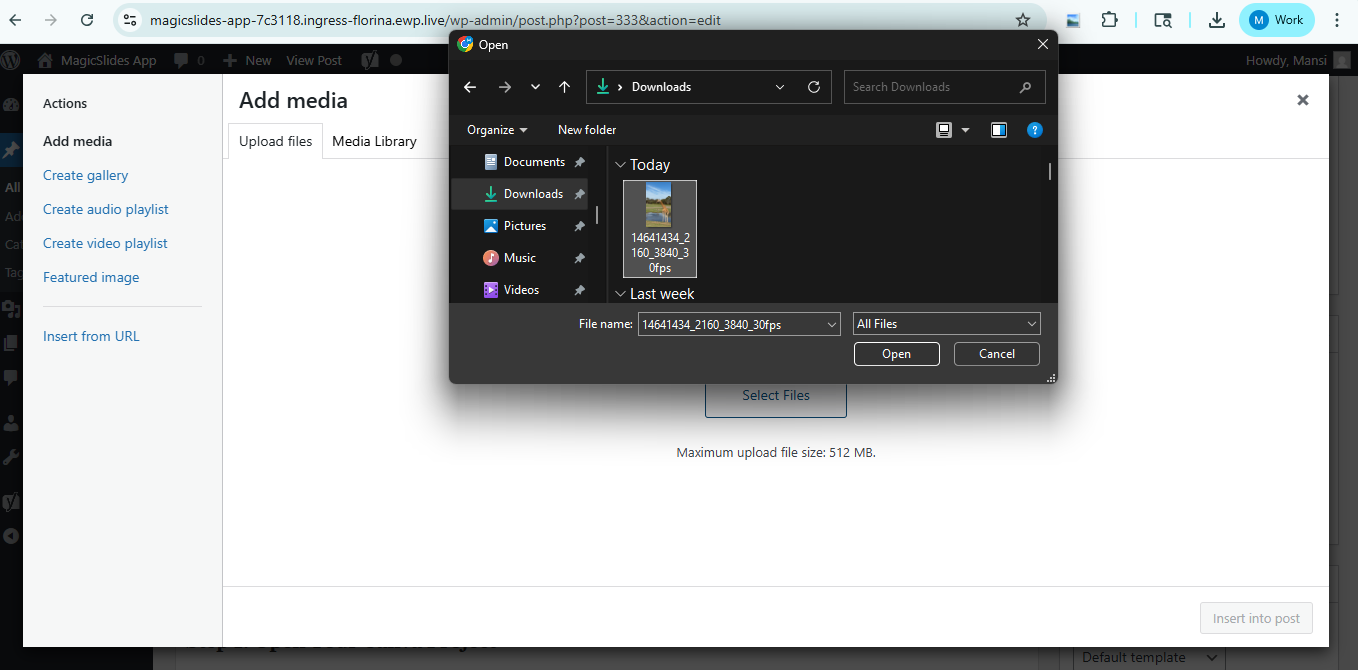 upload video