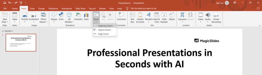 Powerpoint Add Section How to add a summary section in Powerpoint - MagicSlides App