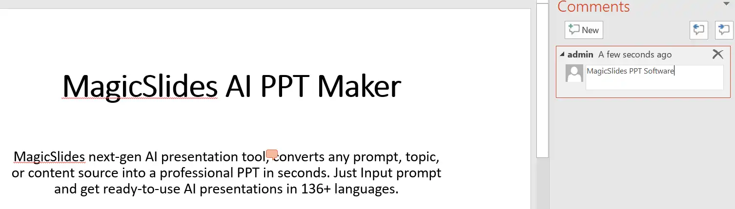insert comment in PPT