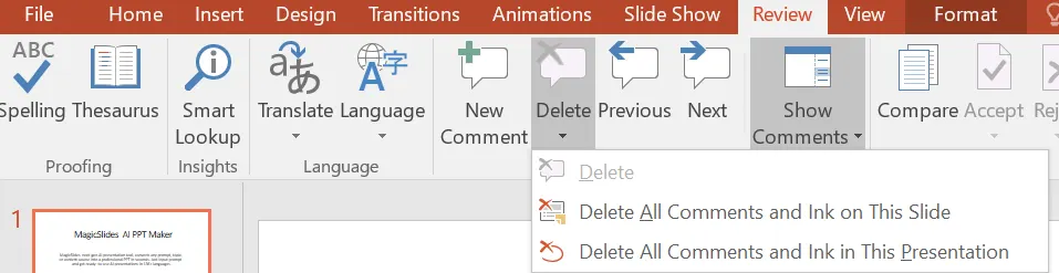 delete single or all comments
