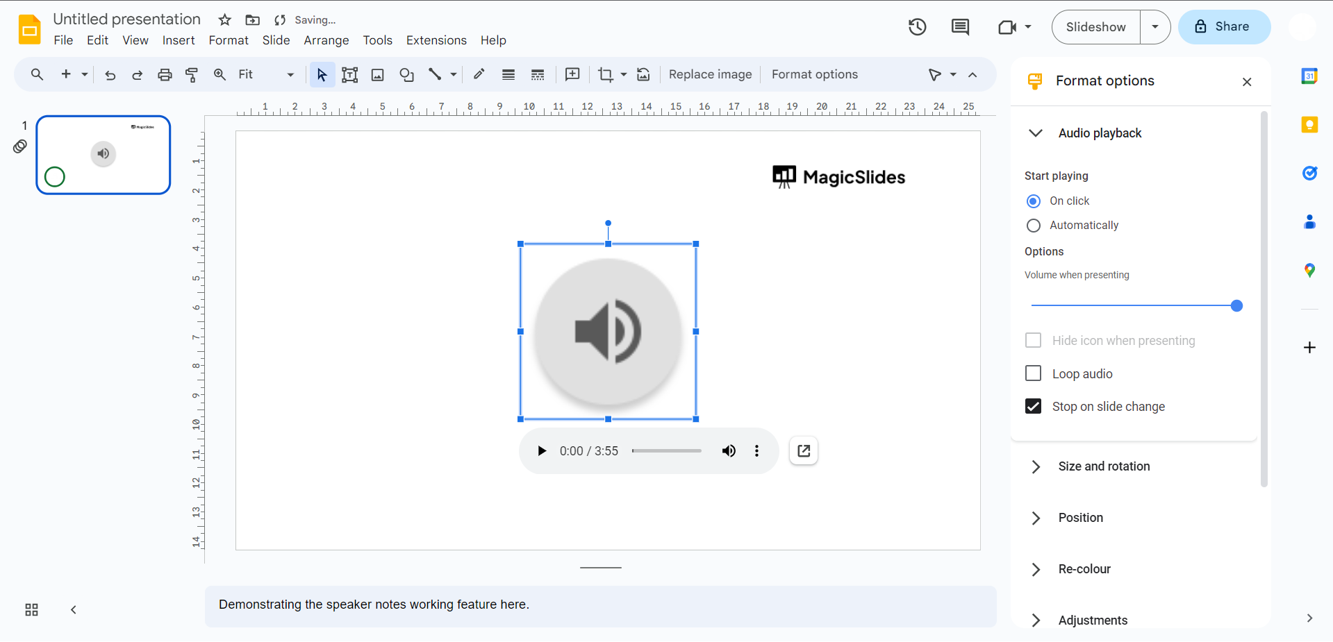 choose appropriate place on where the icon should be & adjust the size of your song icon