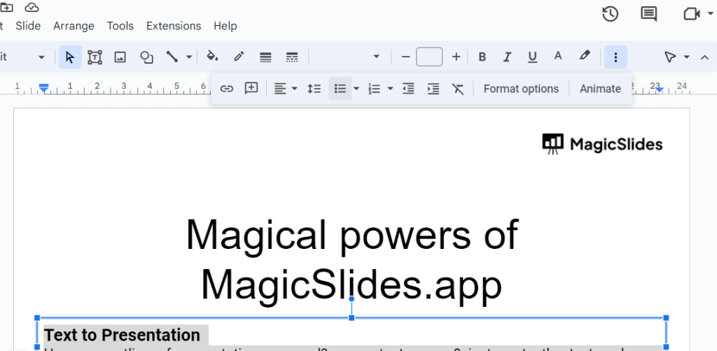how to add bullet points in google slides - MagicSlides App