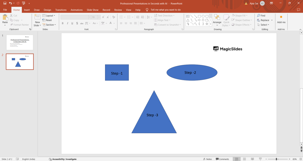 Powerpoint Flowchart Lines How to create flow chart in PowerPoint - MagicSlides App