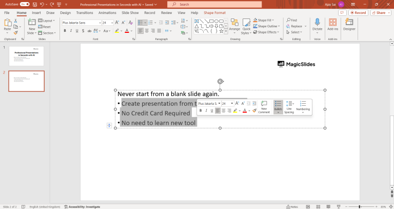 How to indent bullet points in PowerPoint - MagicSlides App