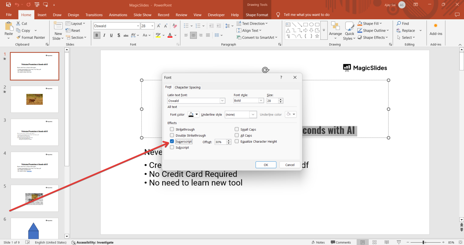 How to Insert Superscript in PowerPoint - MagicSlides App