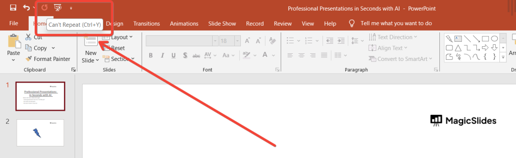 Powerpoint Rewrite How to redo changes in PowerPoint - MagicSlides App