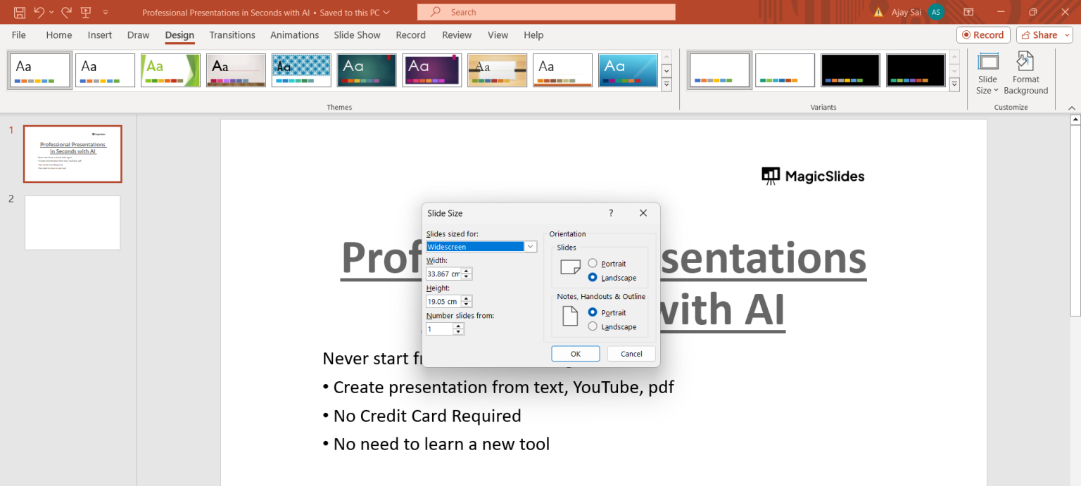How to rotate PowerPoint slide - MagicSlides App