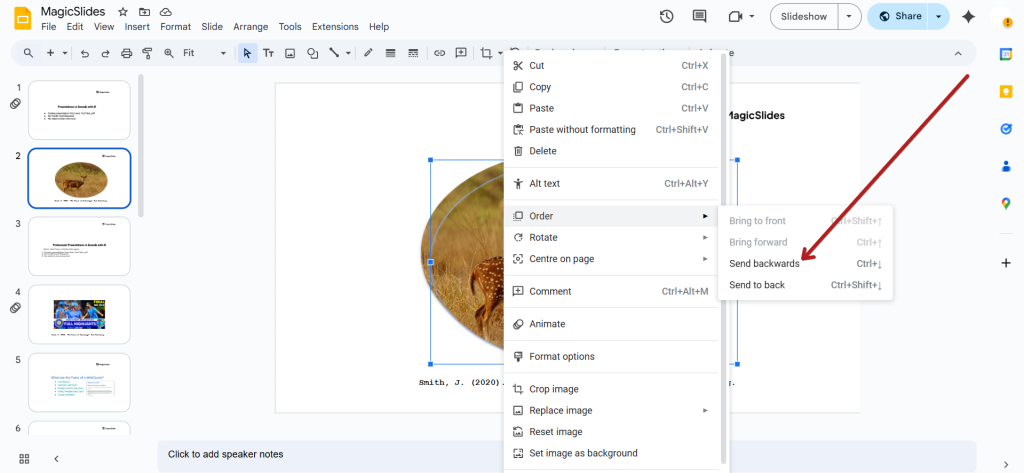 Send Back Application How to send to back in Google Slides - MagicSlides App