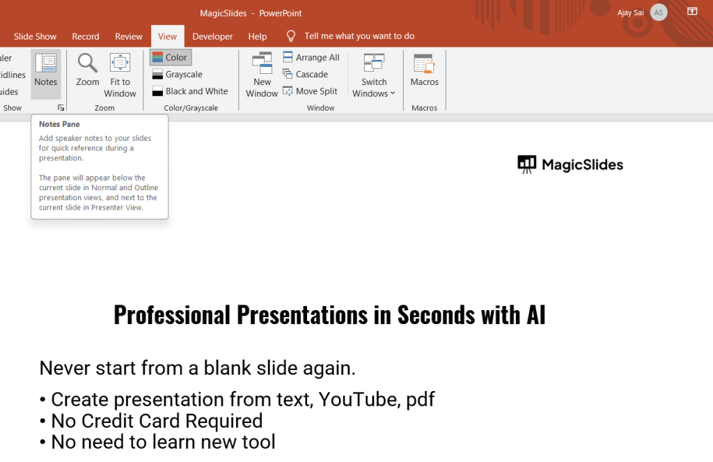 How to View Notes in PowerPoint while Presenting - MagicSlides App