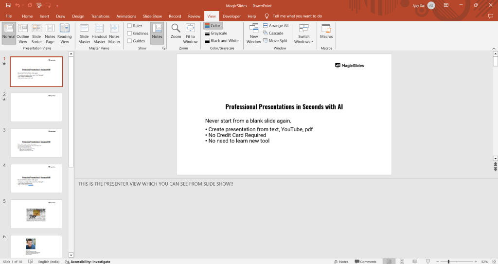 Powerpoint Present Mode How to View Notes in PowerPoint while Presenting - MagicSlides App
