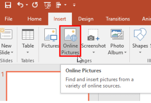 how to insert online image into PowerPoint 2016