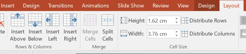 add table in PPT