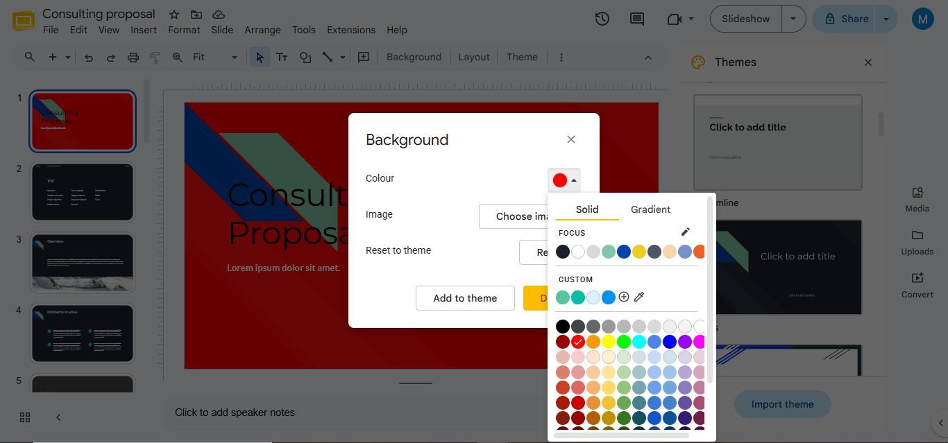 select background colour