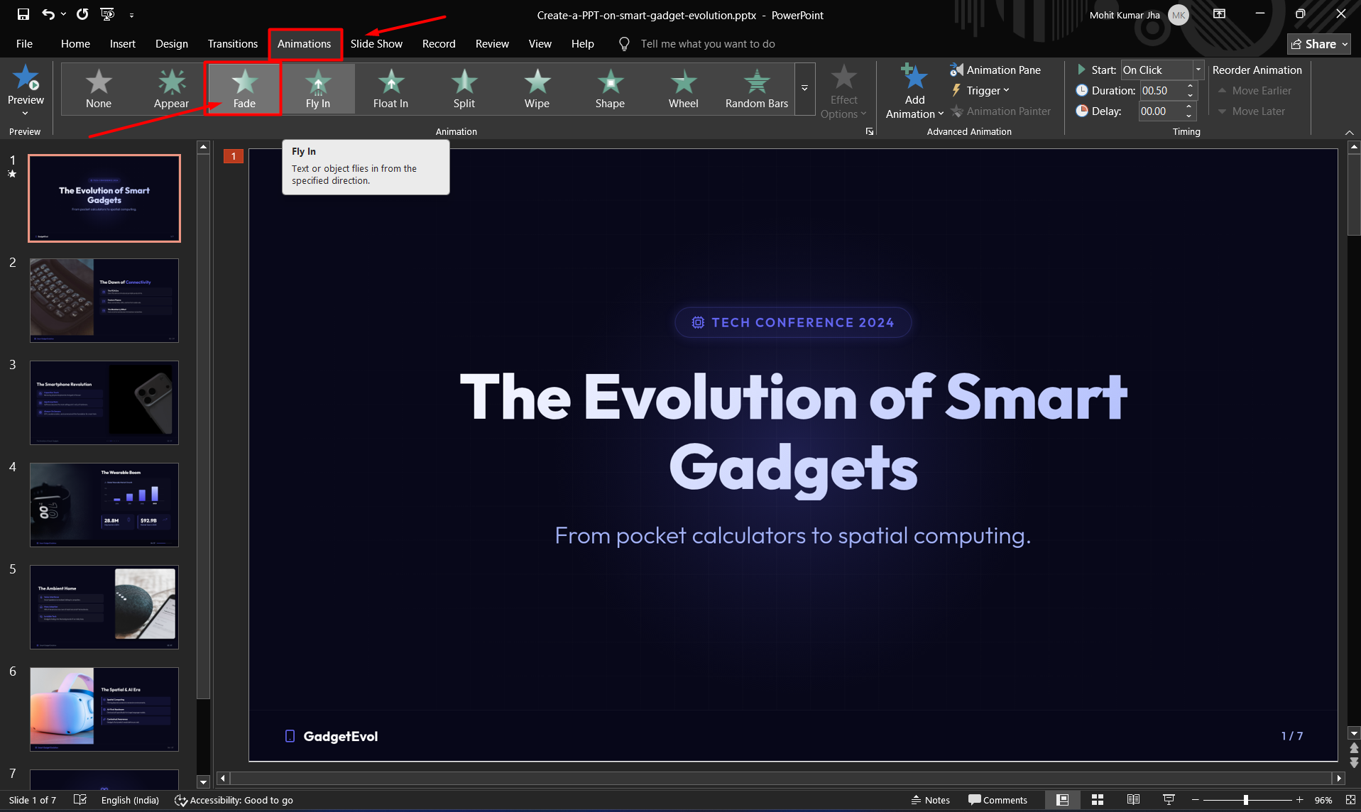 animation tab
