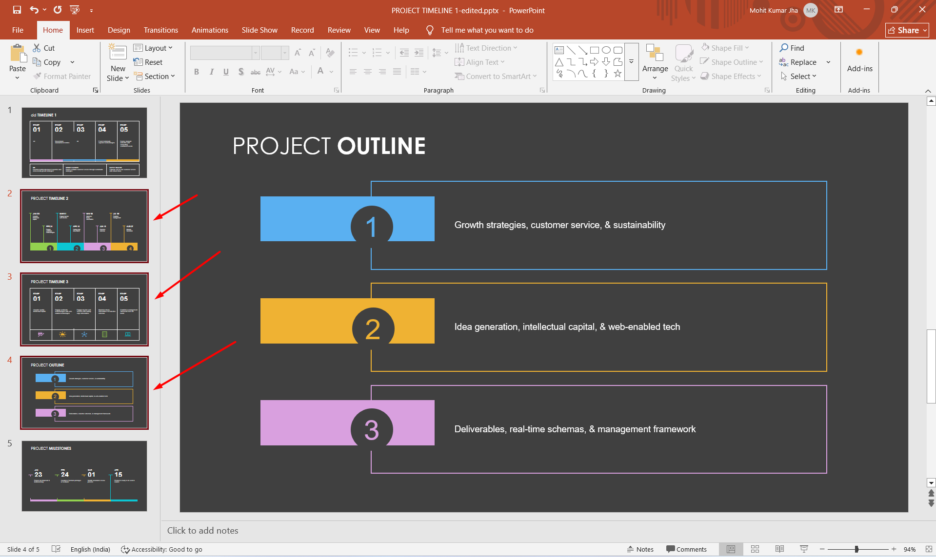 selected multiple slides